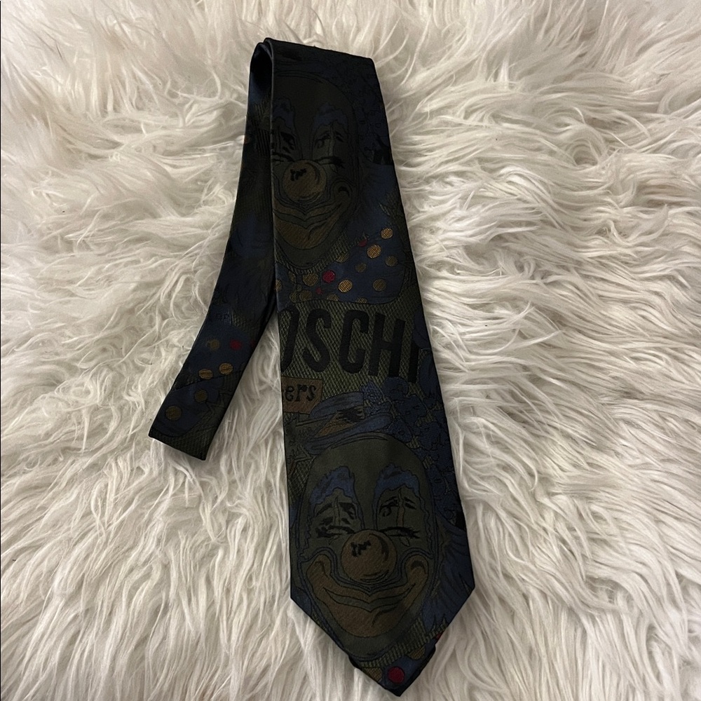 Moschino Men's Tie with Black and Gold Accents